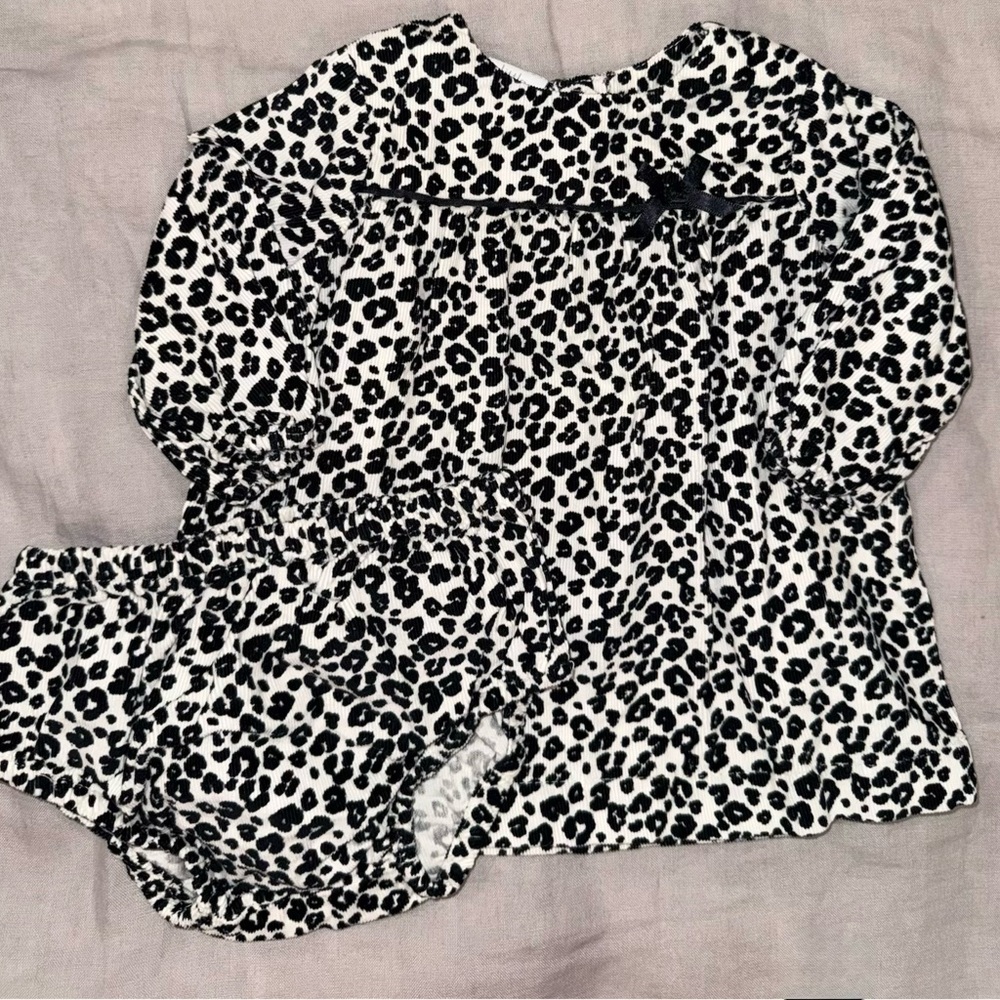 Little Wonders Black and White Leopard dress with Diaper Cover